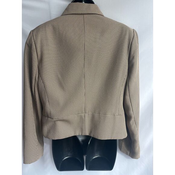 Vintage Uniform John Paul Richard Houndstooth Brown Zip Up Jacket Size 10 Retro - Picture 6 of 10